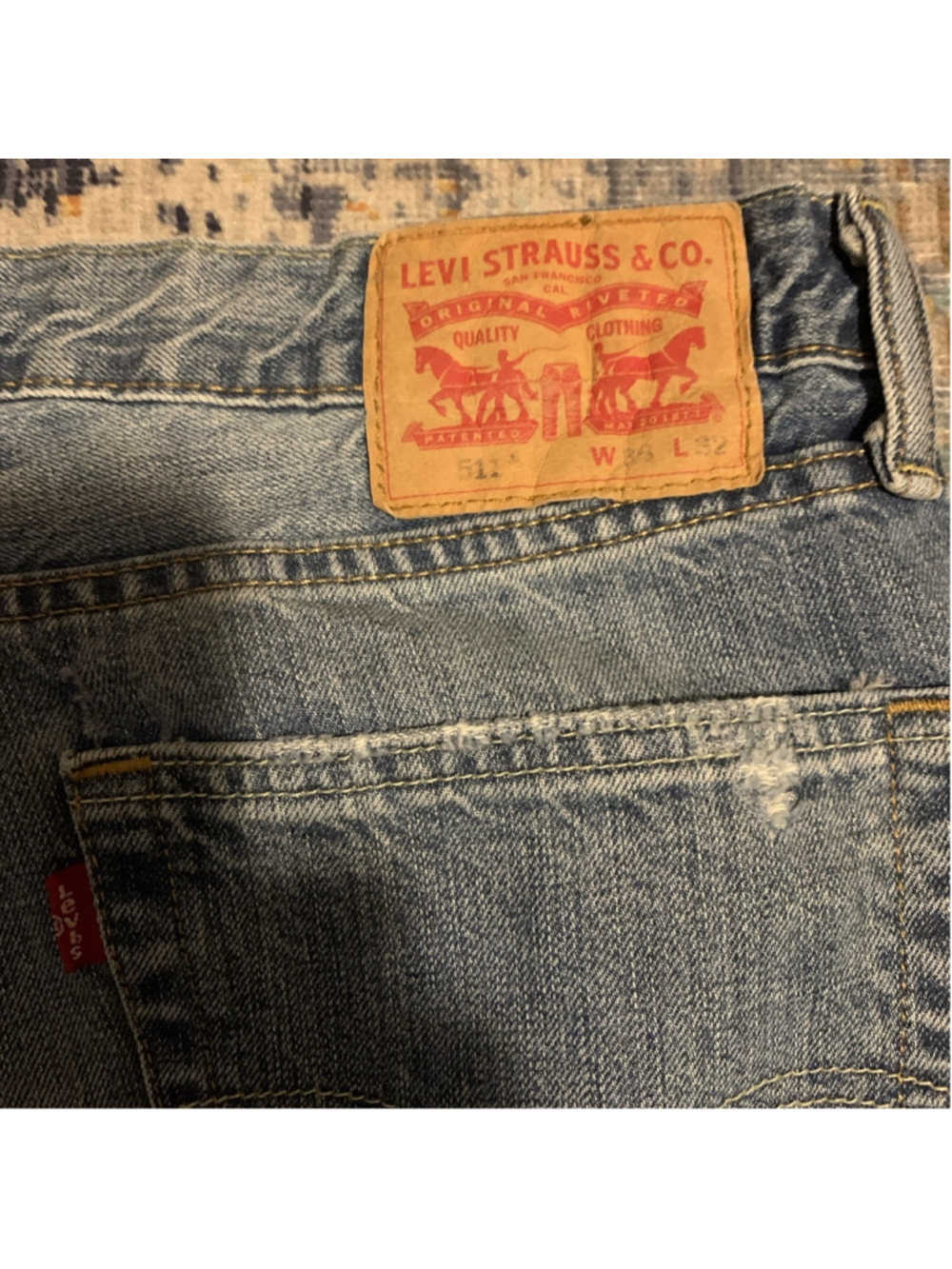 Levi's 511 slim-fit jean 36x32 Distressed Men Blue Denim - Picture 10 of 16
